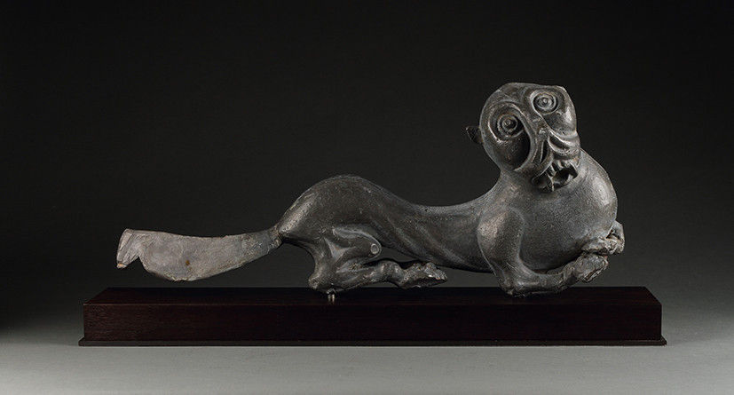 Rare Ceremonial Pair of English Lead Figures of Leopards